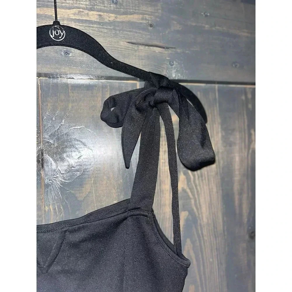 Shein Womens Medium‎ Black Tank Top With Adjustable Tie Straps A31 - Picture 2 of 4